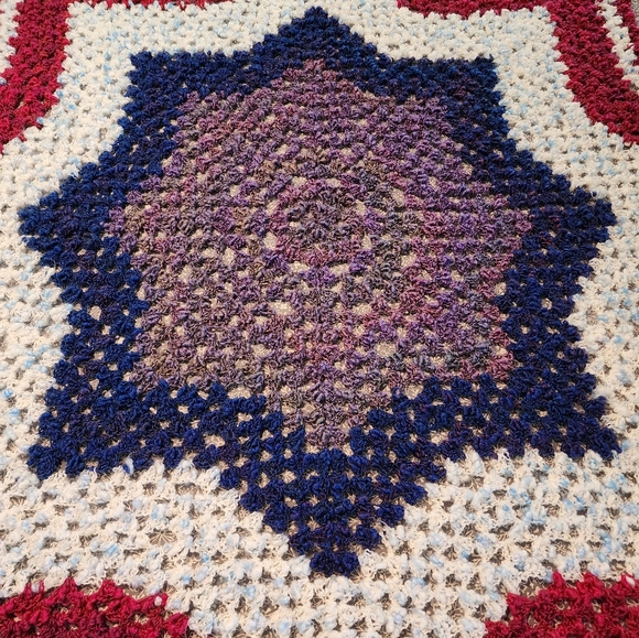 Handcrafted Crocheted Patriotic Afghan Blanket - Picture 2 of 5